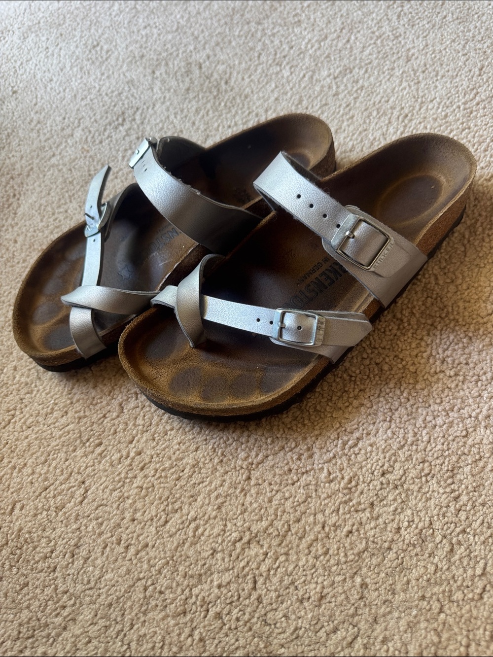 Birkenstock Mayari Silver Birko-Flor Sandals EU 36 US 5–5.5